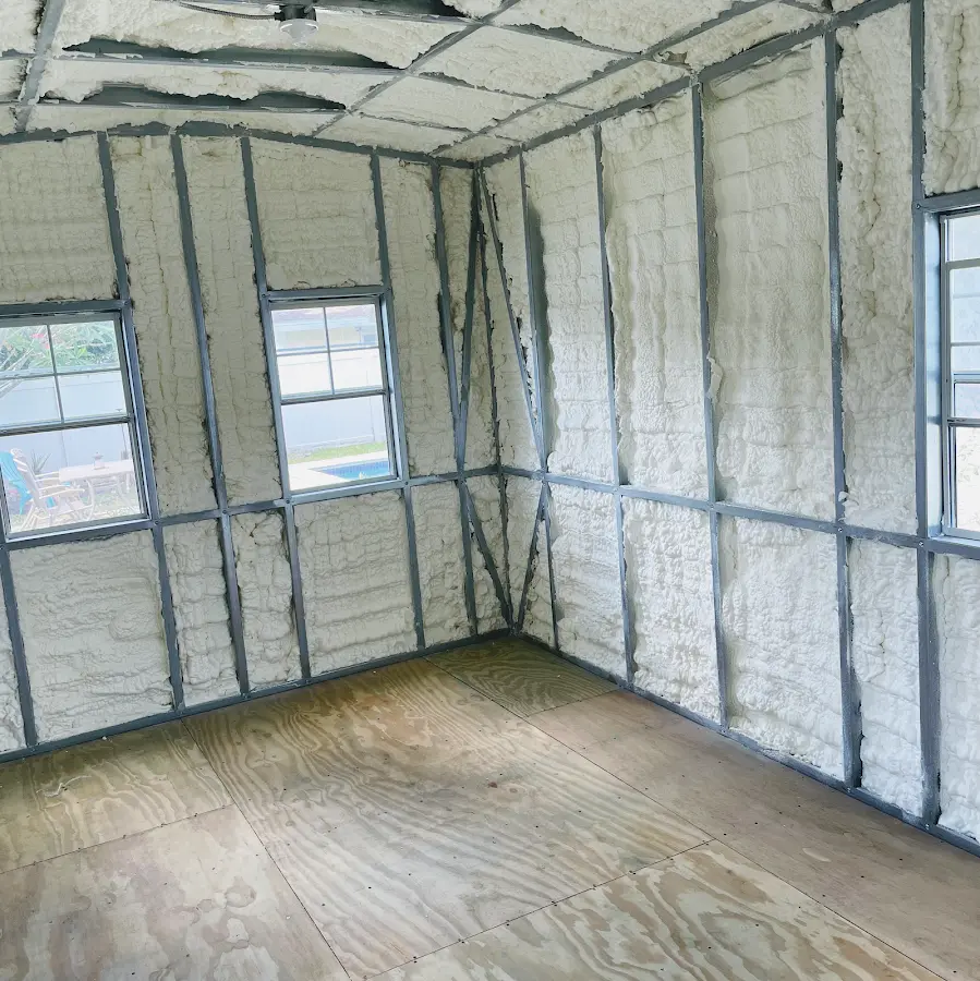 Closed-cell spray foam insulation applied to wall cavities in a residential project in Liberty Lake